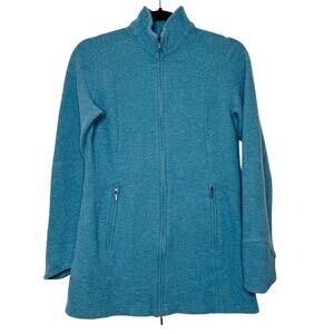 Ibex Back Bay Tunic Bucle Merino Wool Turquoise Size S